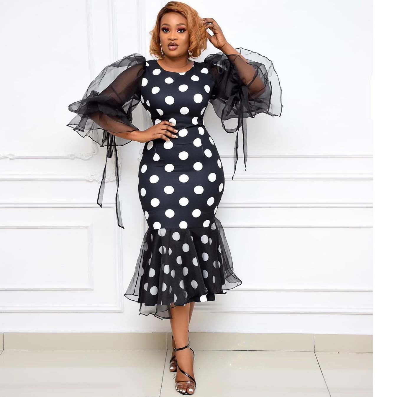 Elegant Stitch Mesh Mid-Length Skirt Dress