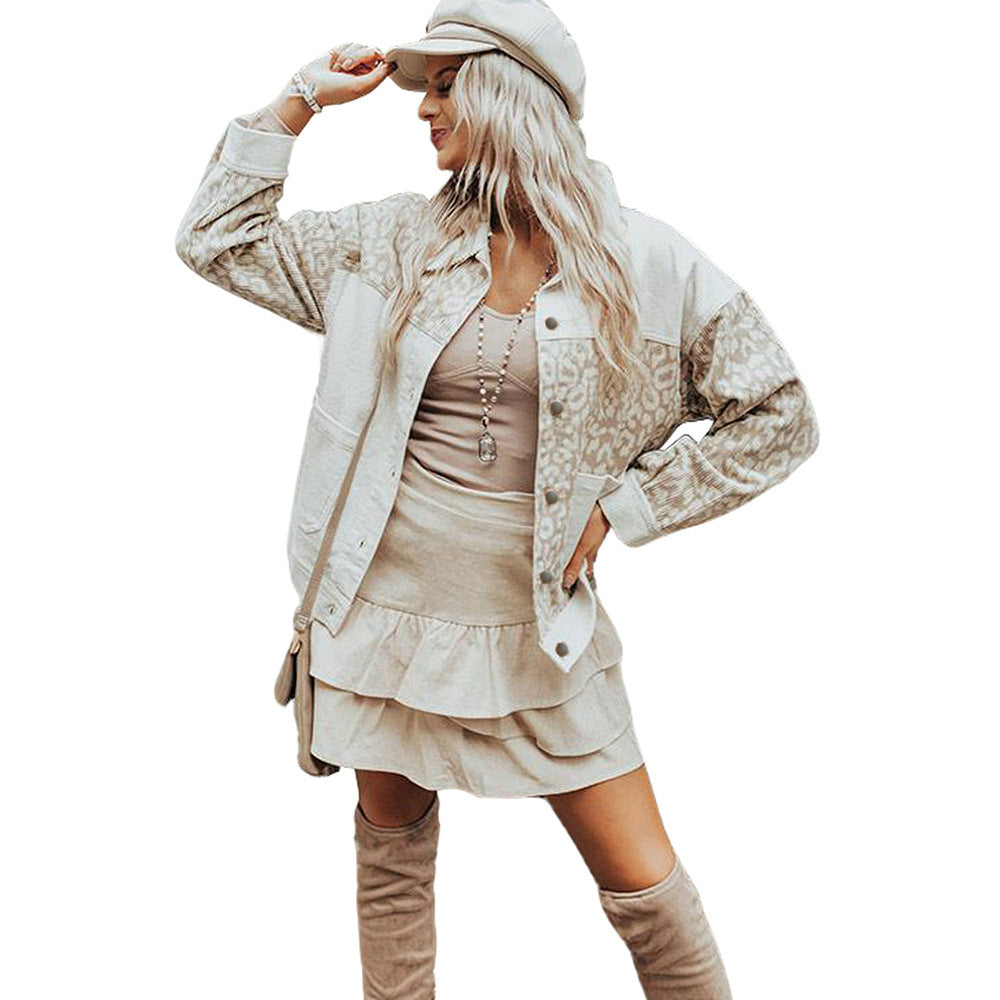 Women's Leopard Print Splicing Jacket