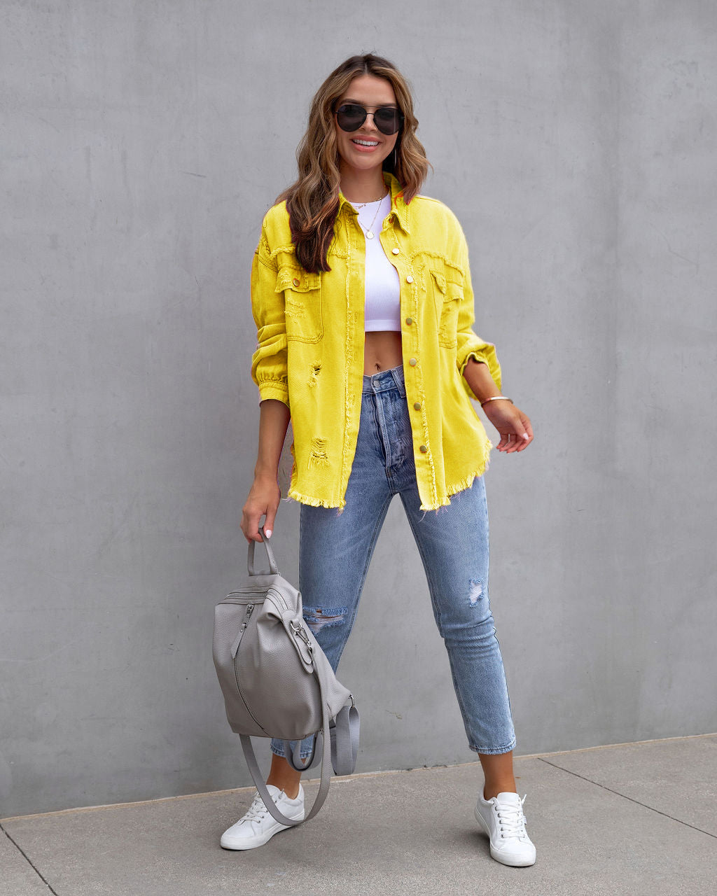 Women's Ripped Shirt Jacket