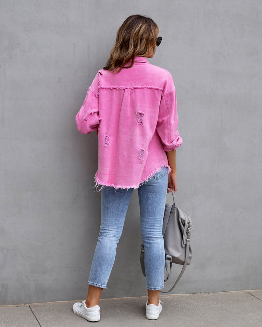 Women's Ripped Shirt Jacket
