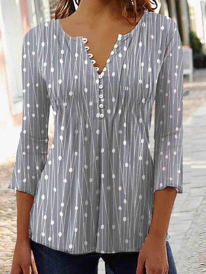 Ladies Long Sleeved V-neck Blouse