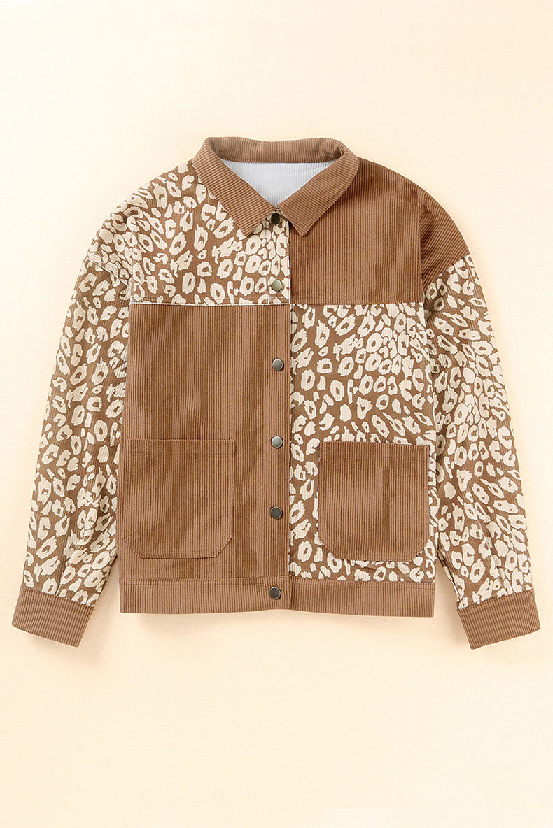 Women's Leopard Print Splicing Jacket