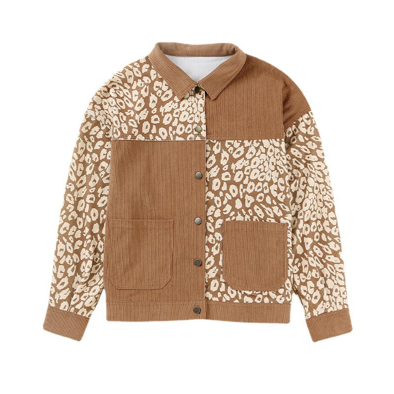 Women's Leopard Print Splicing Jacket