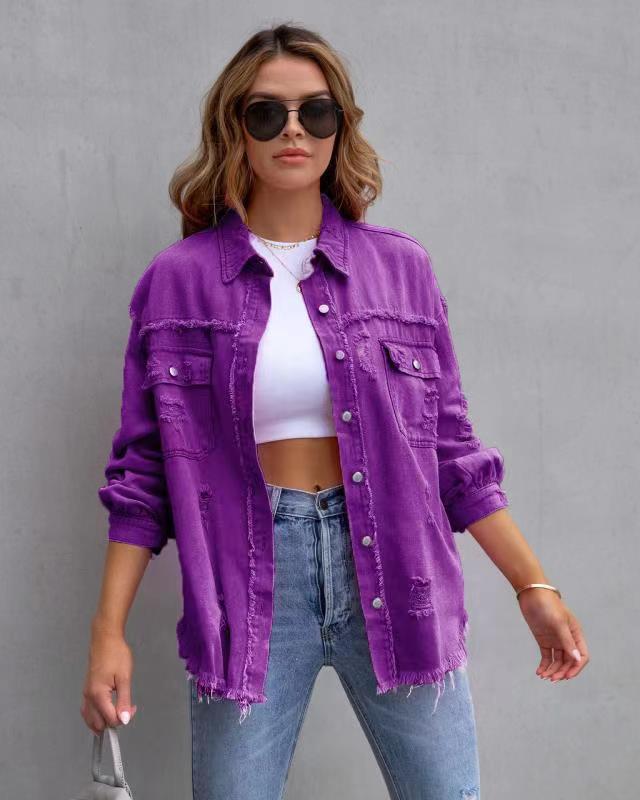 Women's Ripped Shirt Jacket