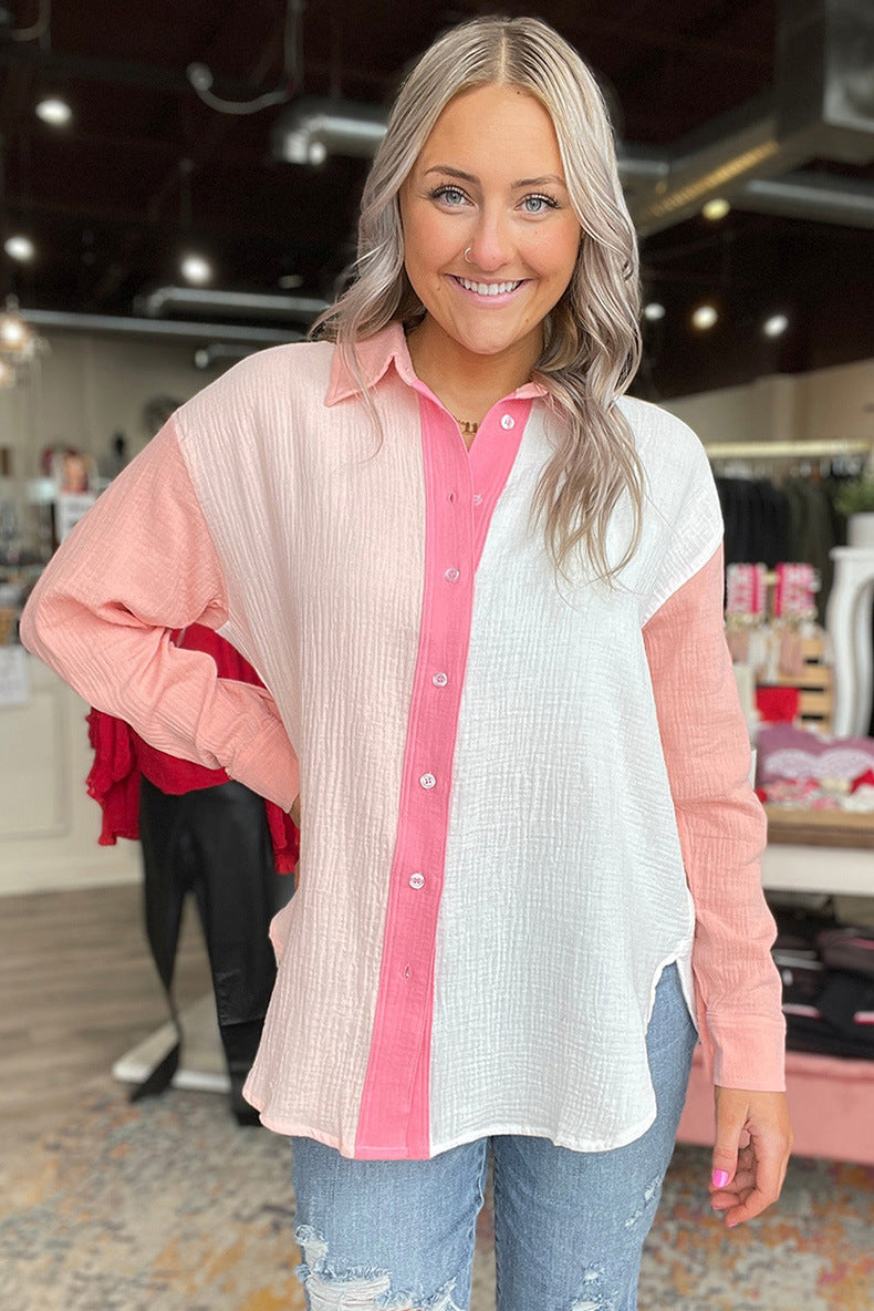 Women's Cool Contrast Color Loose Shirt