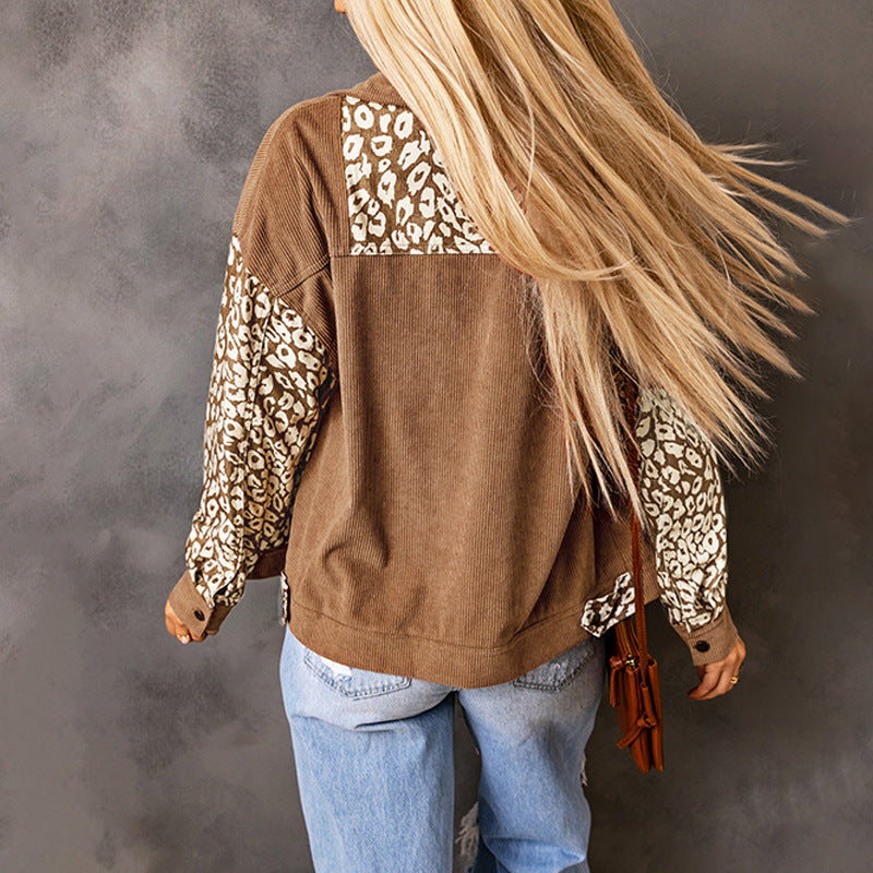 Women's Leopard Print Splicing Jacket
