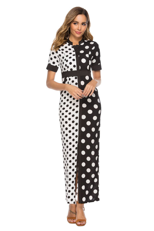 Ladies V-Neck Splice Office Party Dress.