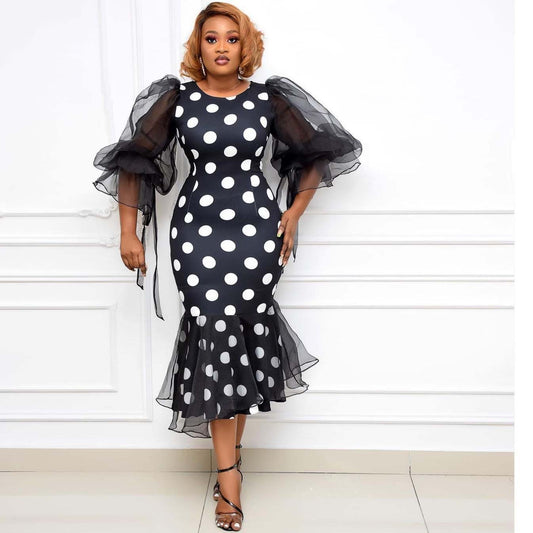 Elegant Stitch Mesh Mid-Length Skirt Dress