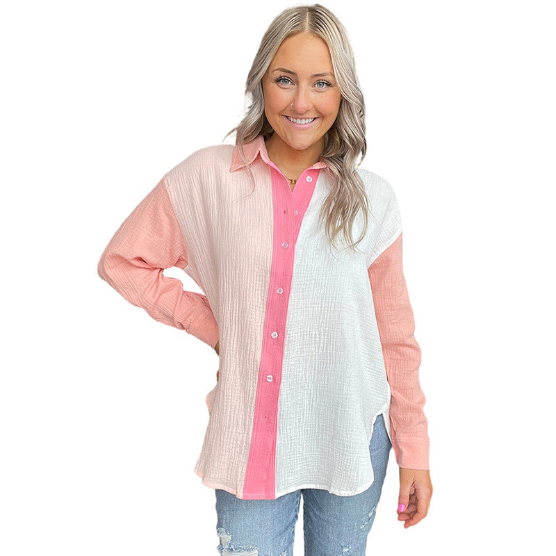 Women's Cool Contrast Color Loose Shirt