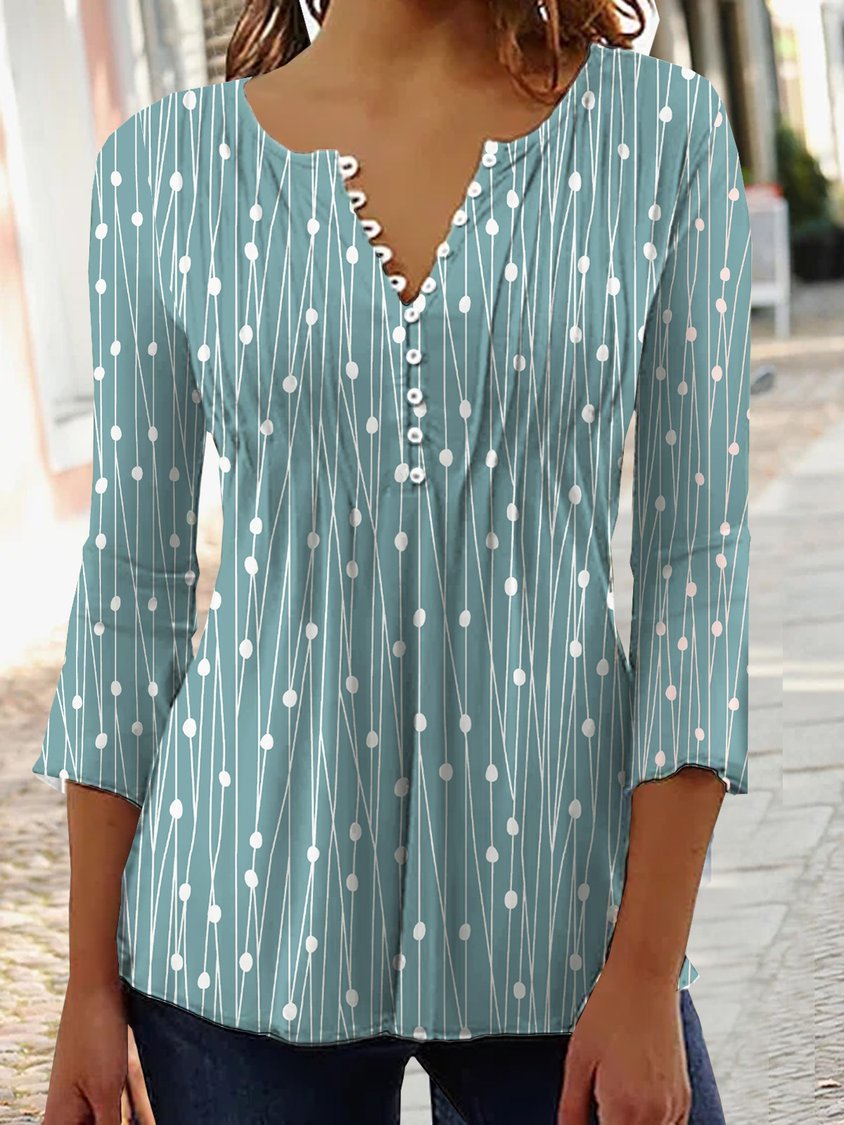 Ladies Long Sleeved V-neck Blouse