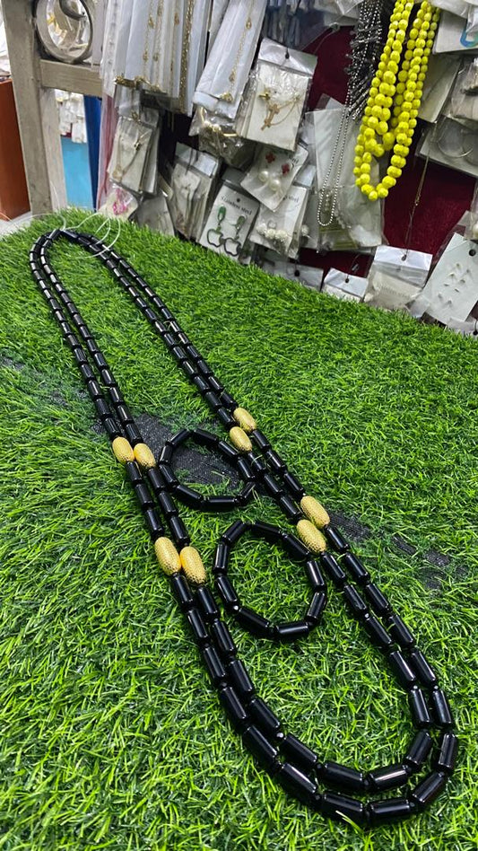 Men Black Coral Beaded Necklace and Bracelet