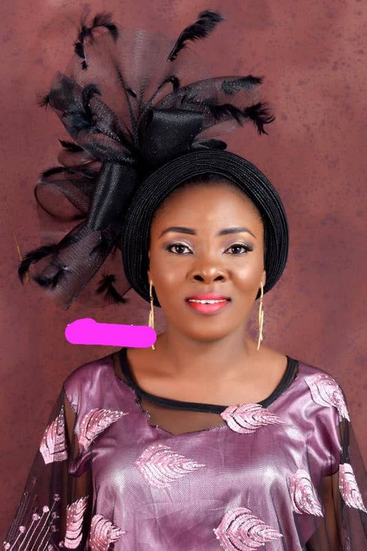 Black Fascinator Turban