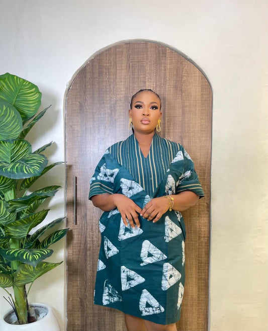 Ankara and Adire Styled Short Gown