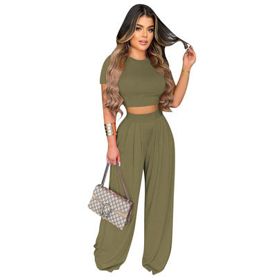 Casual Wide Leg Two-piece Set