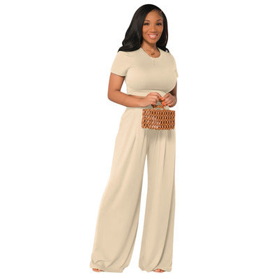 Casual Wide Leg Two-piece Set