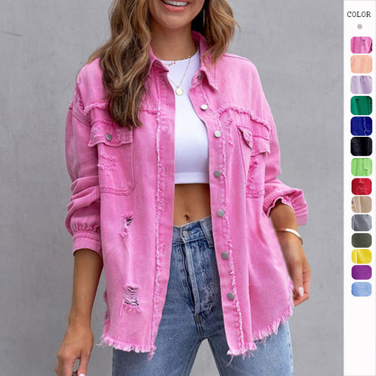 Women's Ripped Shirt Jacket