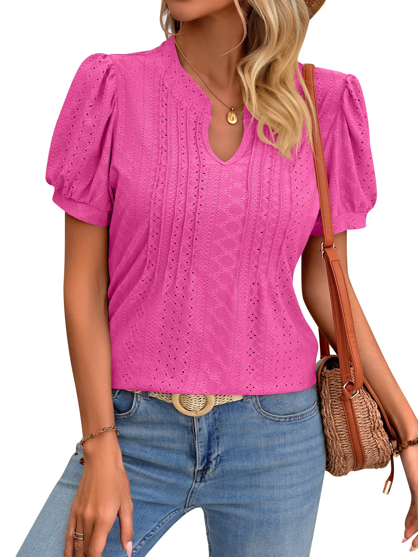 Fashion Striped Hollow Design Loose Blouse