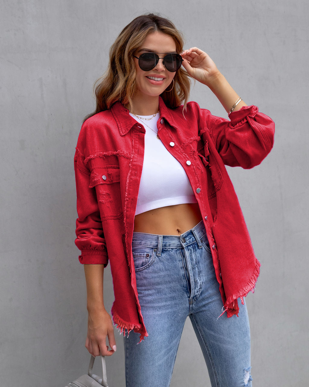 Women's Ripped Shirt Jacket