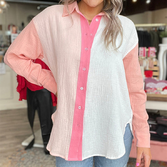 Women's Cool Contrast Color Loose Shirt